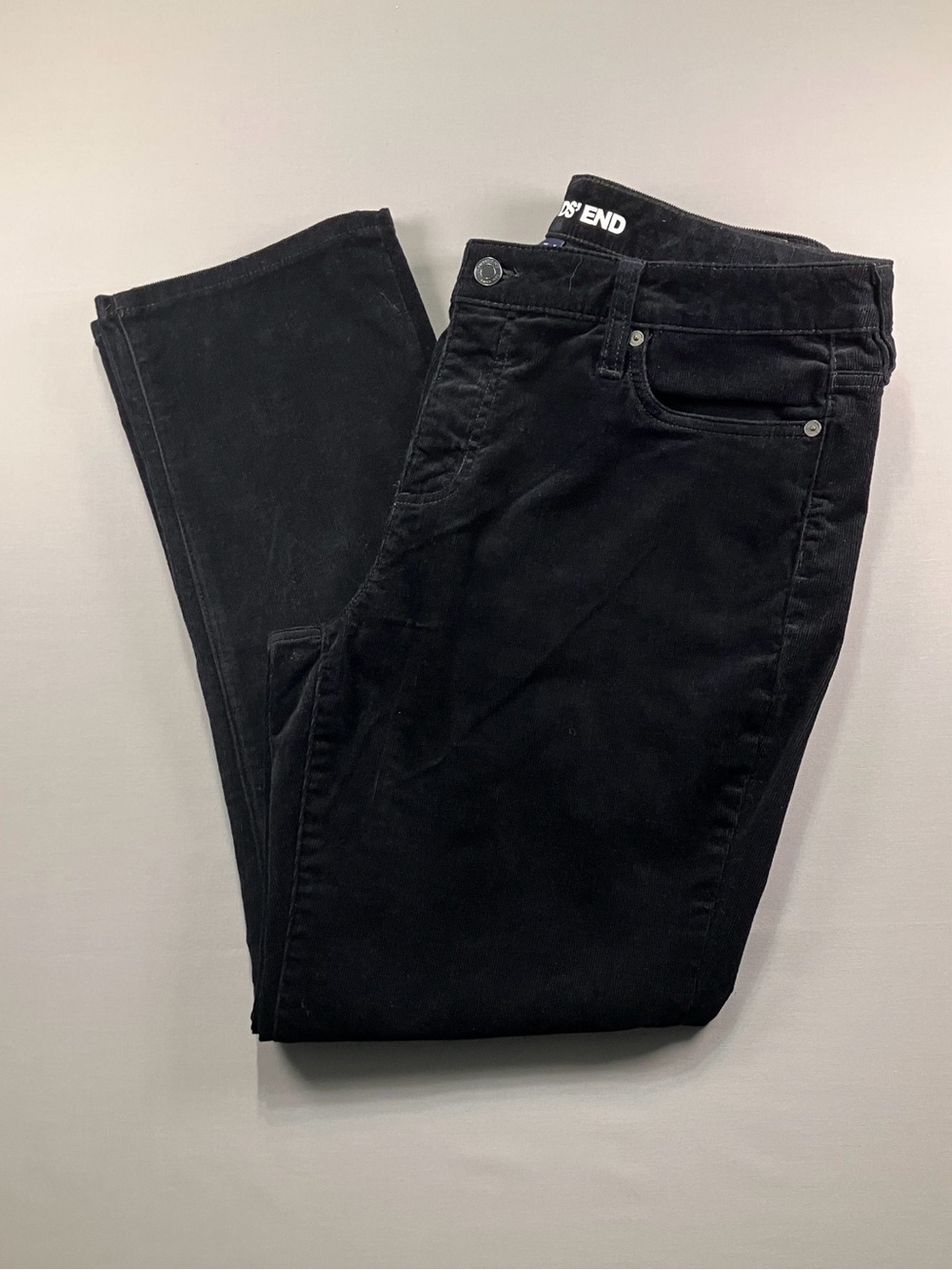 Lands’ End women’s black five pocket corduroy pants size 14 (36x28)